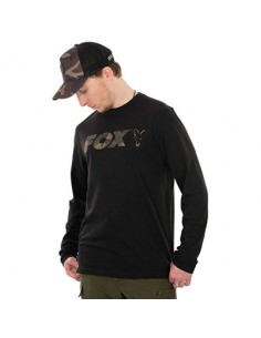 camiseta Fox manga larga negra/camuflaje